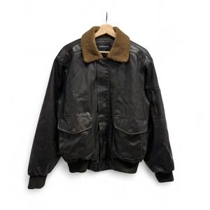 Vintage London fog faux leather A-2 military bomber jacket